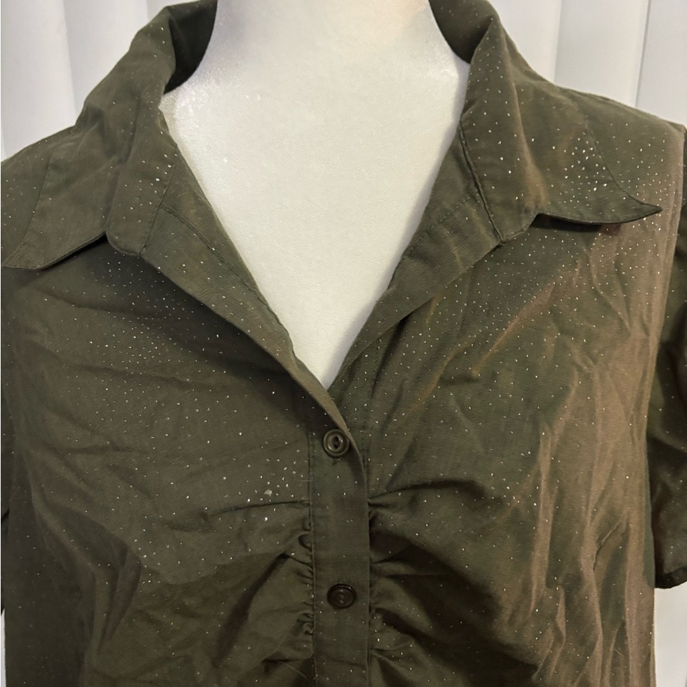 Elegant Olive Button-Down Shirt for Women